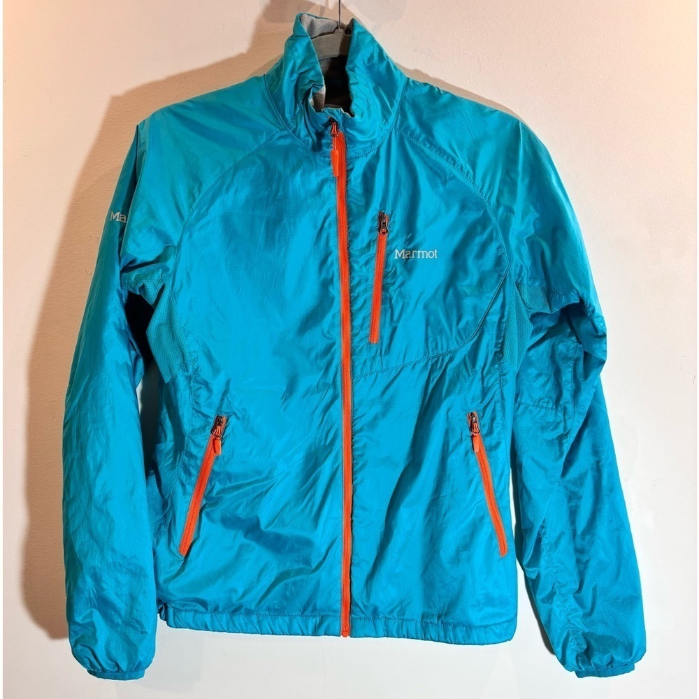 MARMOT Sz S Fleece Lined Multiple Pockets Windbreaker Cozy Pop of Colour Jacket